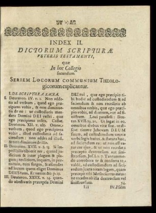 Index II. Dictorum Scripturae Veteris Testamenti ...