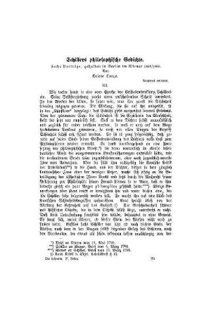 Schillers philosophische Gedichte : sechs Vorträge, gehalten in Berlin im Winter 1885/1886 ; III.