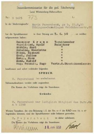 Feyerabend, Maria