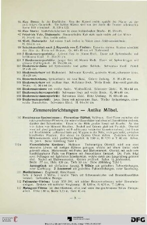 Zimmereinrichtungen – Antike Möbel (Nr. 110-126)