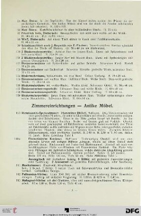 Zimmereinrichtungen – Antike Möbel (Nr. 110-126)