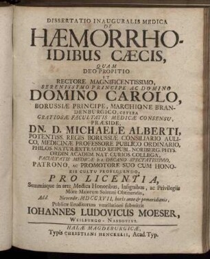 De Hæmorrhoidibus Cæcis,