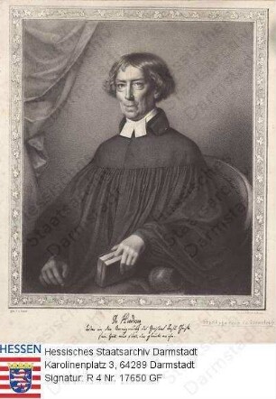 Ludwig, Heinrich Philipp Dr. theol. h. c. (1777-1864) / Porträt, sitzend, Halbfigur, mit handschriftlichem Bibelzitat und Unterschrift