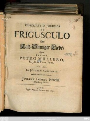 Dissertatio Juridica De Frigusculo