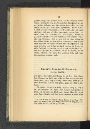 Bacon's Glaubensbekenntniß.