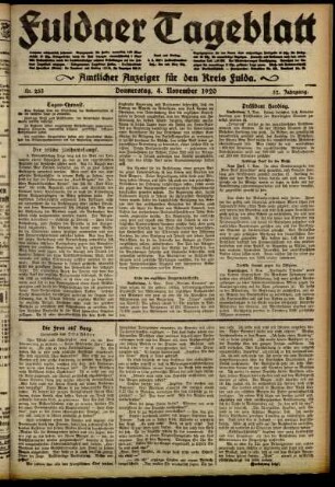 Ausgabe vom Donnerstag, den 04. November 1920.