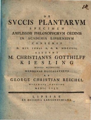 De Svccis Plantarvm Specimen