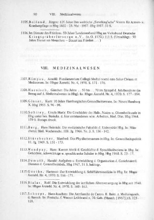 VIII. Medizinalwesen