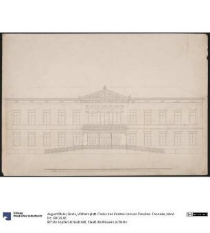 Berlin, Wilhelmplatz. Palais des Prinzen Karl von Preußen. Fassade