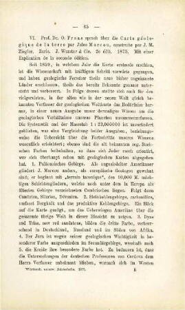 Über die Carte géologique de la terre (O. Fraas)