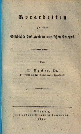Vorarbeiten zu einer Geschichte des zweiten punischen Krieges