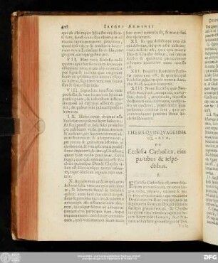 Thesis Quinquagesima Quarta, De Ecclesia Catholica, eius partibus & respectibus.