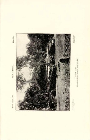 Plate G*. Anurádhapura. Toluvila ruins. North quadrangle: Dágaba. View from S.W.