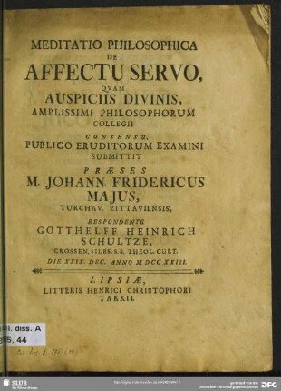 Meditatio Philosophica De Affectu Servo