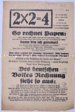 Propagandablatt der NSDAP zur Reichstagswahl im November 1932 mit Polemik gegen die Papen-Regierung