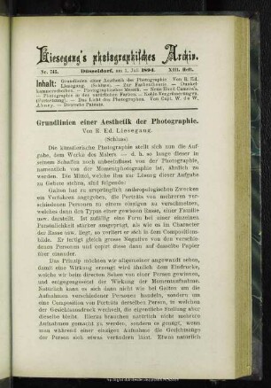 Grundlinien einer Aesthetik der Photographie