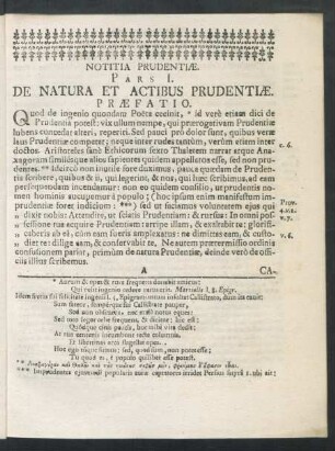 Notitia Prudentiae. Pars I. De Natura Et Actibus Prudentiae