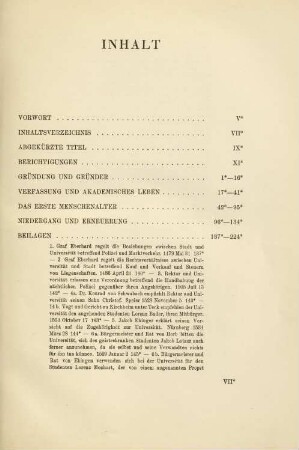 VII-VIII, Inhaltsverzeichnis