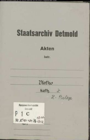 Belegakten zum Heiratsregister der katholischen Gemeinde Vlotho, Kreis Herford (1811-1812)