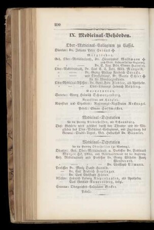 IX. Medicinal=Behörden.