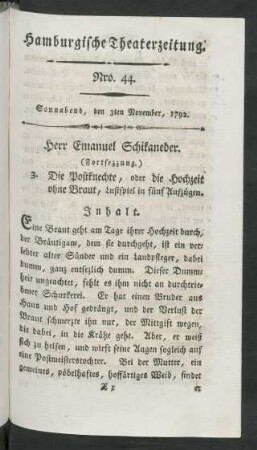 Nro. 44. Sonnabend, den 3ten November, 1792