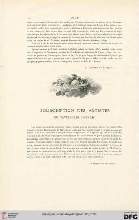 Souscription des artistes en faveur des inondés