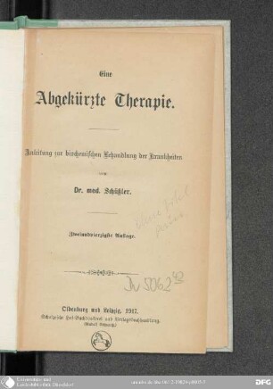 Eine abgekürzte Therapie : Anleitung zur biochemischen Behandlung der Krankheiten