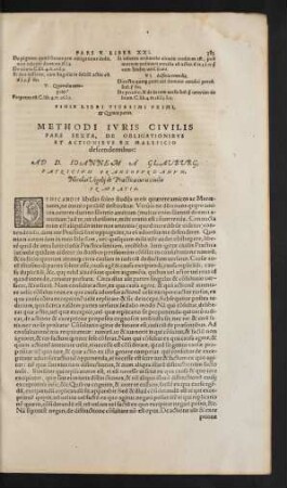 Methodi Iuris Civilis Pars Sexta, De Obligationibus Et Actionibus Ex Maleficio descendentibus: