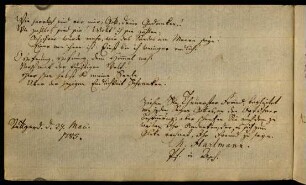 M. Hartmann, Pf. in Asch. Stuttgart, 27.05.1785.