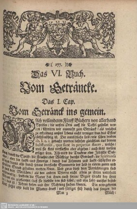 Das VI. Buch. Vom Geträncke.
