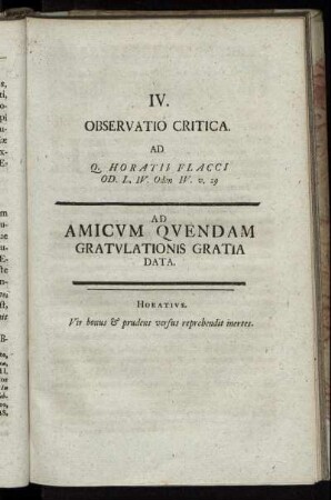 IV. Observatio Critica.