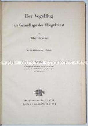 Nachdruck einer Schrift über die Flugkunst von Otto Lilienthal