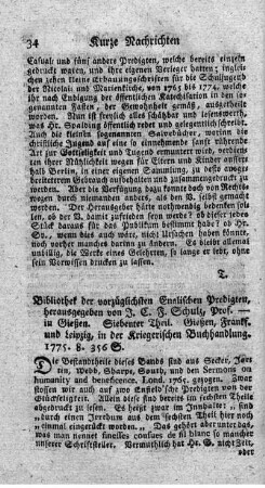 Bibliothek der vorzüglichsten englischen Predigten. T.7.