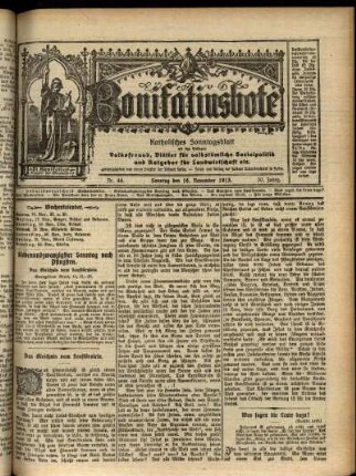 Erste Ausgabe vom Sonntag, den 16. November 1913.