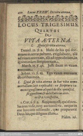 Locus Trigesimus Quartus De Vita Aeterna