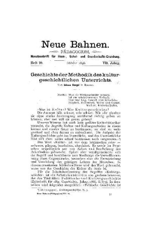 Geschichte der Methodik des kulturgeschichtlichen Unterrichts
