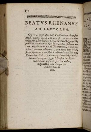 Beatus Rhenanus Ad Lectorem