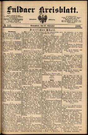 Ausgabe vom Samstag, den 27. November 1886.