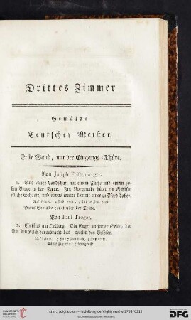 Drittes Zimmer. Gemälde Deutscher Meister