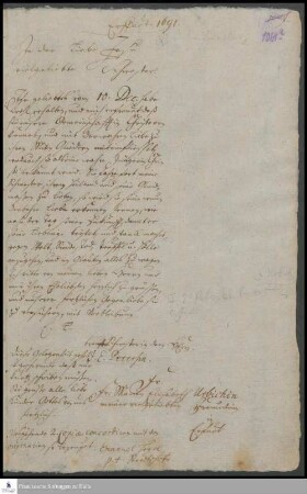 Brief von Johanna Eleonora Petersen an Marie Elisabeth Urbich.