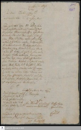 Brief von Johanna Eleonora Petersen an Marie Elisabeth Urbich.