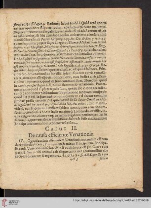 Caput II: De causa efficiente Venationis