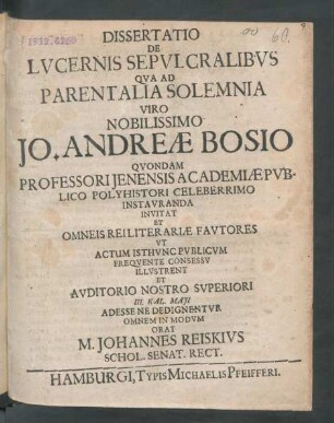 Dissertatio De Lucernis Sepulcralibus : [P.P. Nonis April. A.C.N. MDCLXXVII.]