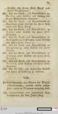 VIII. Probezeichnungen von Eleven der Königl. Bauakademie