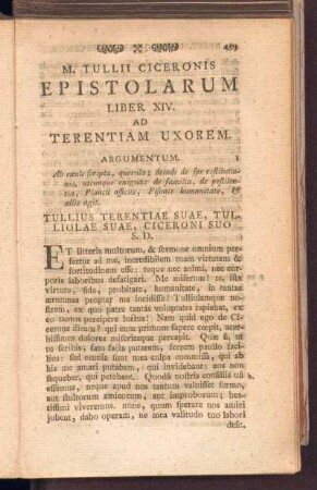 Liber XIV. Ad Terentiam Uxorem