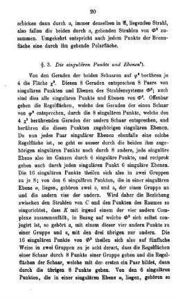 § 3. Die singulären Punkte und Ebenen.