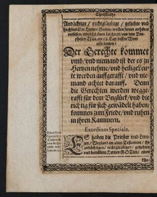 [...]Leichtext/ aus dem Propheten Esaia am 58. Cap. dessen Wort also lauten: