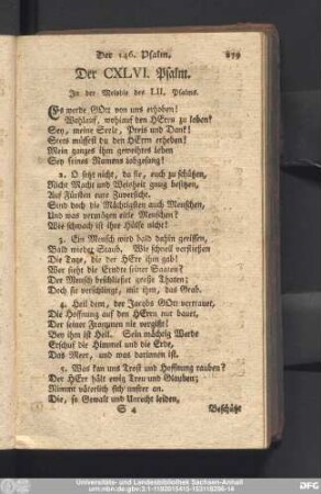 Der CXLVI. Psalm.