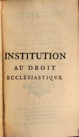 Institution Au Droit Ecclésiastique, 2