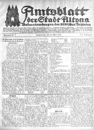 Nummer 22 : Sonnabend, den 30. Mai 1925